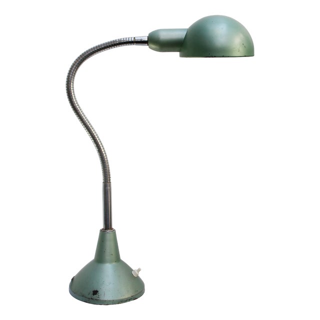 Vintage French Industrial Metal Machinist Table Light For Sale