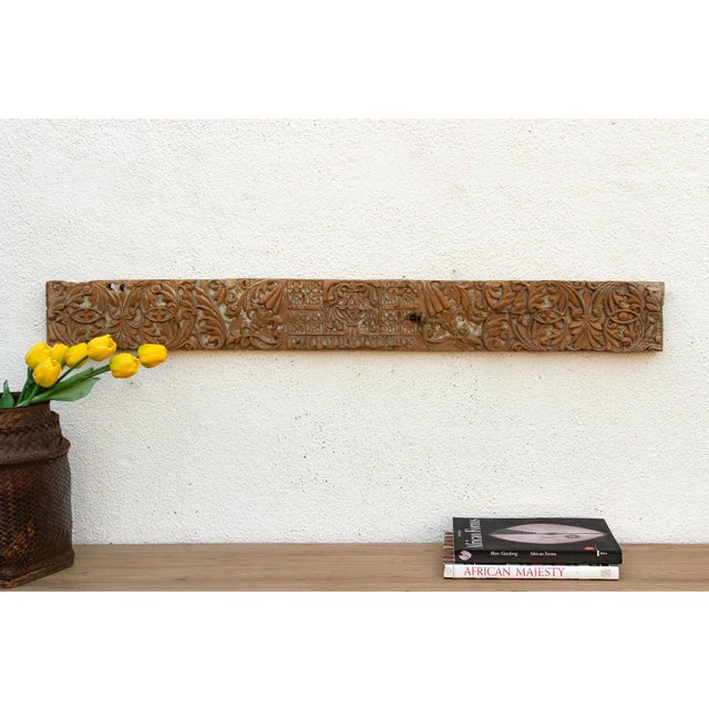 Wood Geometric Frieze, Antique Teak Carved Panel For Sale - Image 7 of 7