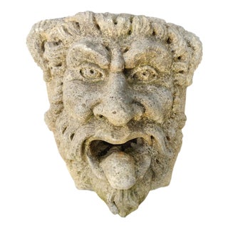 20th Century Mask with Marble Keystone For Sale