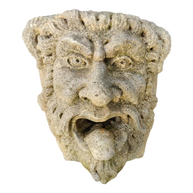 20th Century Mask with Marble Keystone For Sale