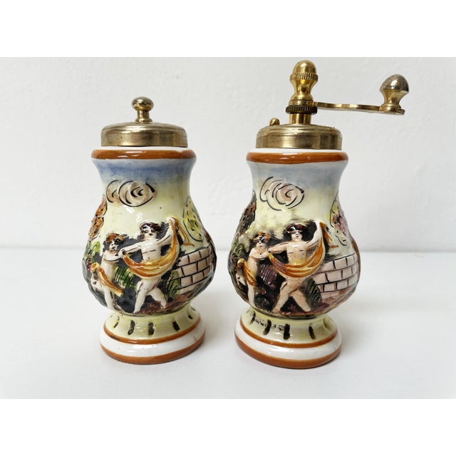 Brown Salt Shaker and Pepper Mill from Capodimonte, 1960s, Set of 2 For Sale - Image 8 of 15