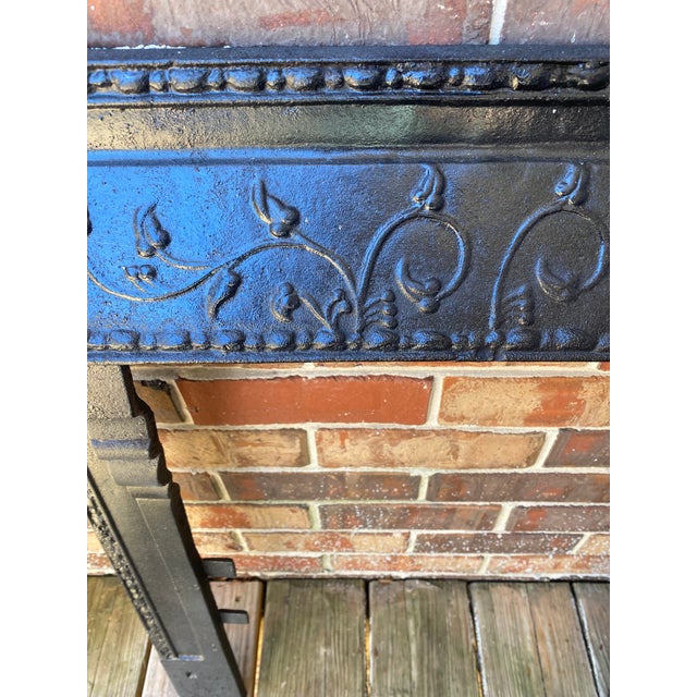 Victorian Antique Cast Iron Fleur De Lis Fireplace Surround For Sale - Image 3 of 15