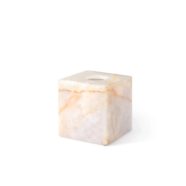 White Onyx Square Tissue Box by Royal Bee Design For Sale - Image 4 of 4