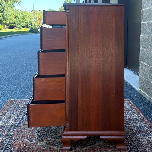 American Mid 20th Century Kling Furniture Chippendale Solid Mahogany 6 Drawer Highboy Dresser For Sale - Image 3 of 18