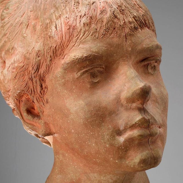 Terracotta Head of Girl by Mario Bertozzi For Sale - Image 11 of 13