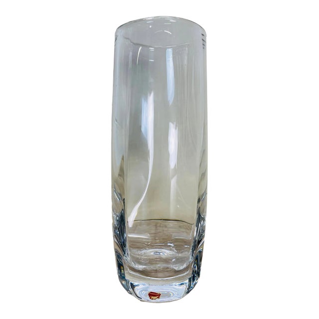 Vintage 1960s Orrefors Tall Glass Vase For Sale