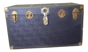 Large Vintage Faux Leather Studded Travel Trunk, 1920s