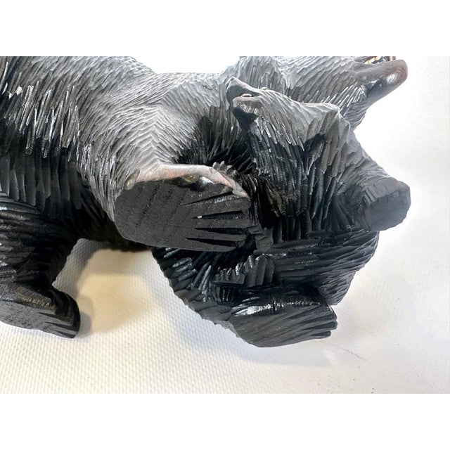 Japanes Bear with Cub Wooden Carved Ainu Figurine, 1900s For Sale - Image 11 of 15