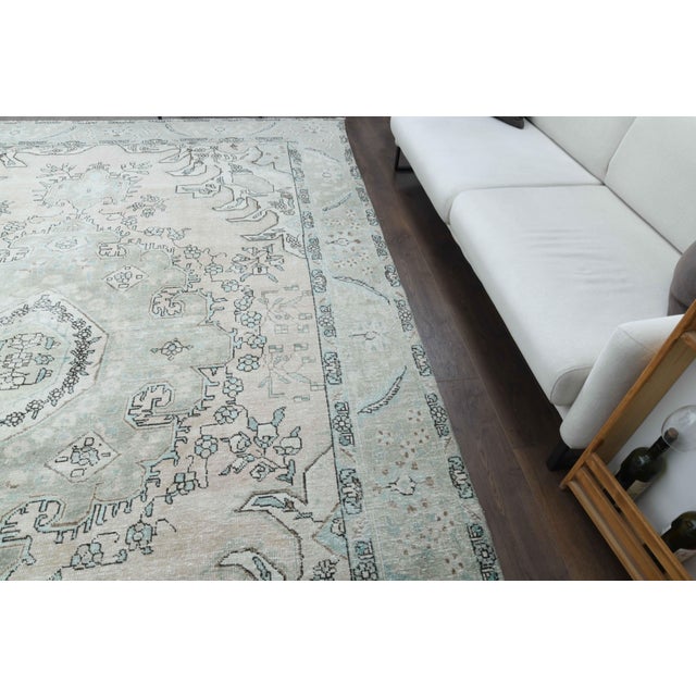 1960s Vintage Persian Handmade Wool Cotton Beige Area Rug For Sale - Image 4 of 11