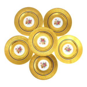 1920s Royal Bavarian Hutschenreuther Antique Dinner Plates for China Cabinet 22kt Gold Art Deco- Set of 6