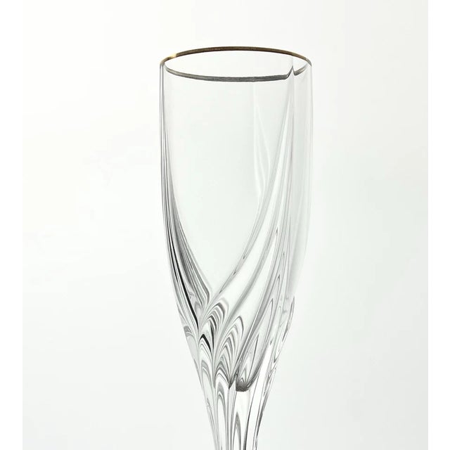 2000 - 2009 Lenox “Debut (Gold)” Crystal Fluted Champagne Glasses - Set of 5 For Sale - Image 5 of 6