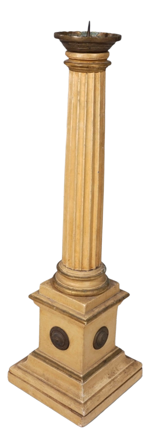 Antique Sculptural Church Candleholder in Wood, 1860