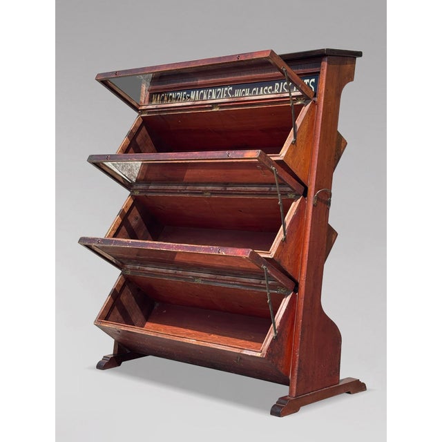 Wood Antique Mackenzies Biscuits Display Cabinet in Mahogany, 1880 For Sale - Image 7 of 12