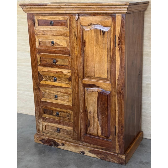 Rustic Antique Spanish Solide Olive Locking Pie or Larder Cabinet For Sale - Image 3 of 18