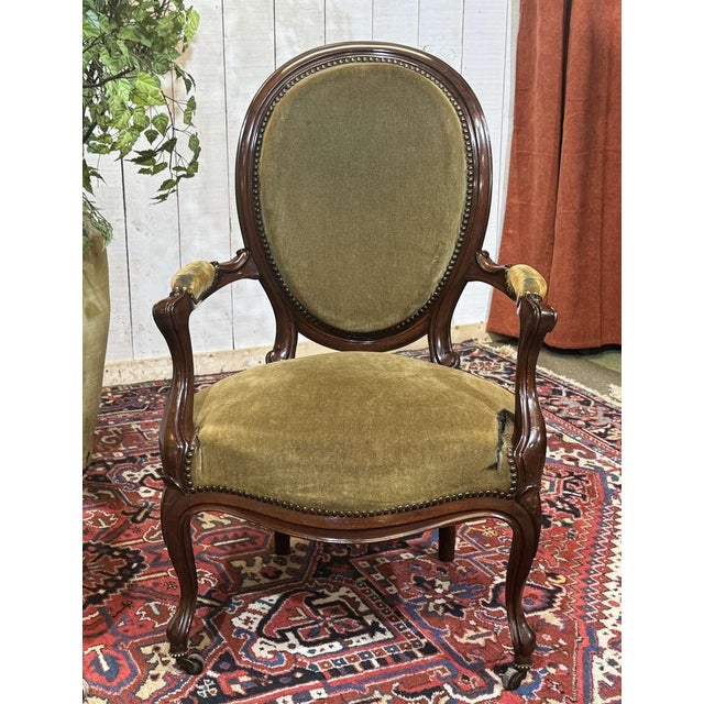 19th-Century Napoleon III Mahogany Armchairs, Set of 2 For Sale - Image 3 of 18