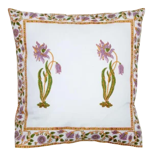 Florence-Gina Reversible Pillow Case - Lilac & Green, 18" x 18"