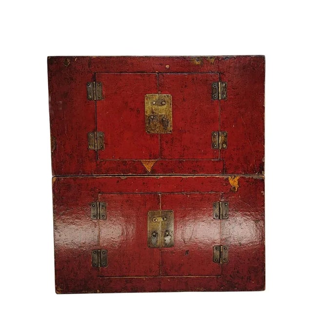 Early 19th Century Red Stacked Antique Trunks For Sale - Image 10 of 10