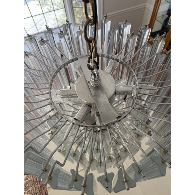 Vintage Murano Glass Clear Chandelier in the Style of Venini Triedri For Sale - Image 10 of 18