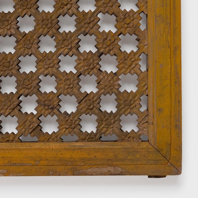 Chinese Chinese Marigold Lattice Window Panel, C. 1900 For Sale - Image 3 of 3
