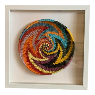 Vintage Tribal Twisted Yarn Basket - Framed For Sale