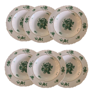 Vintage Haviland Limoges Chevalier Set of 6 Soup Bowls Traditional Green France Floral Farmhouse French Country English Cottage