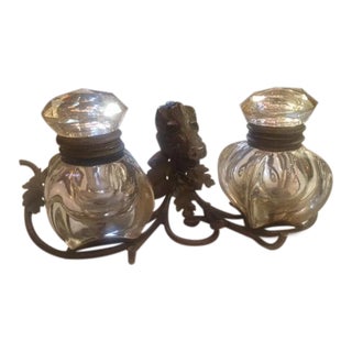 19th Century Bronze Inkwell With Boar's Head For Sale