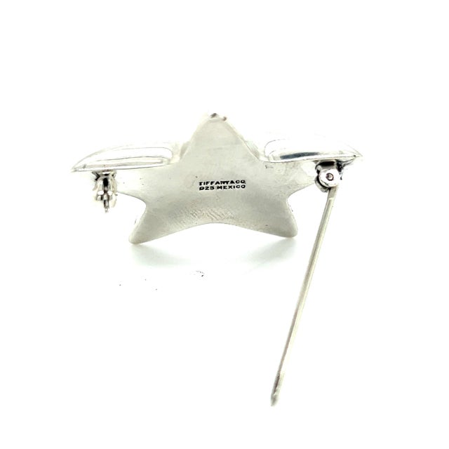 1990s Tiffany & Co Estate Puffed Star Brooch Sterling Silver For Sale - Image 9 of 12