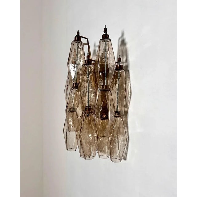 2020s Pair of Murano Italian Poliedri Smoked Glass Wall Sconces For Sale - Image 5 of 11