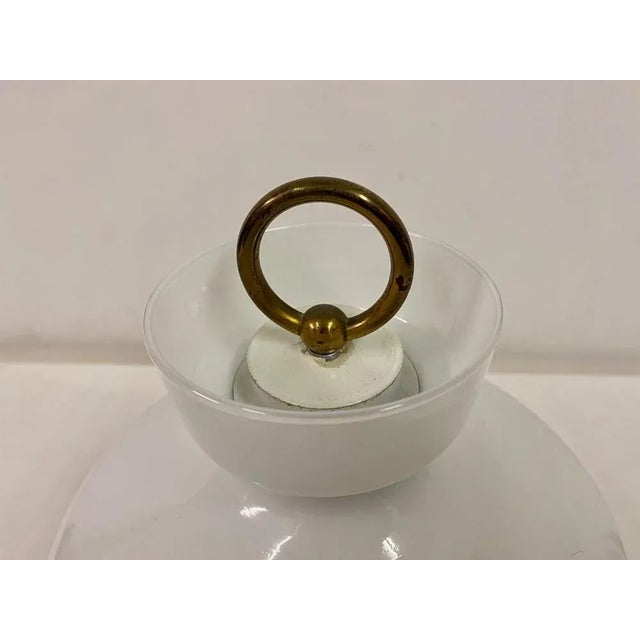 Mid-Century Modern Italian White Glass and Brass Table Lamp, 1950s For Sale - Image 3 of 9