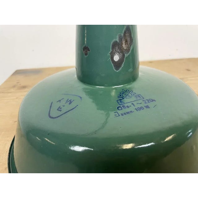 Green Small Industrial Green Enamel Pendant Lamp, 1960s For Sale - Image 8 of 13