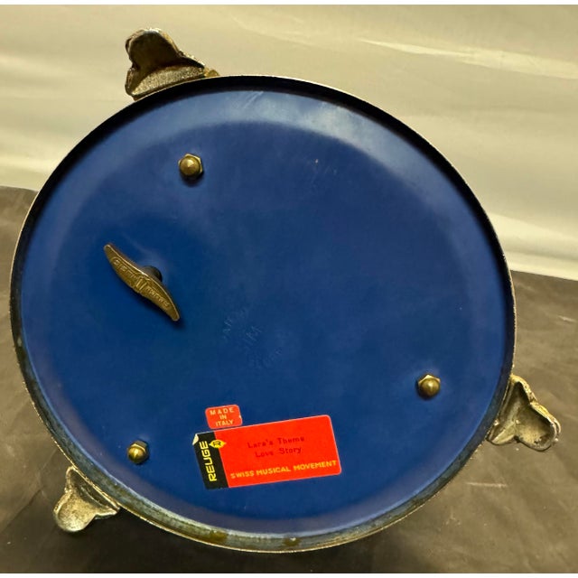 Vintage Italian Onyx & Reuge Music Box Carousel Cigarette Lipstick Holder MCM For Sale - Image 11 of 12