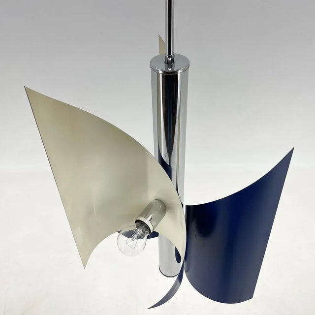 Metal Italian Space Age Asymmetrical Hanging Light, 1970s For Sale - Image 7 of 12