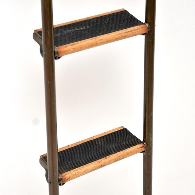 Antique Victorian Brass Library Steps Ladder, 1890s For Sale - Image 10 of 14