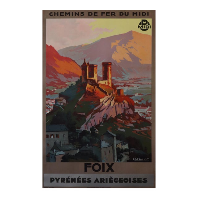 1930s Original French Travel Poster, Foix (Pyrenee Region) For Sale