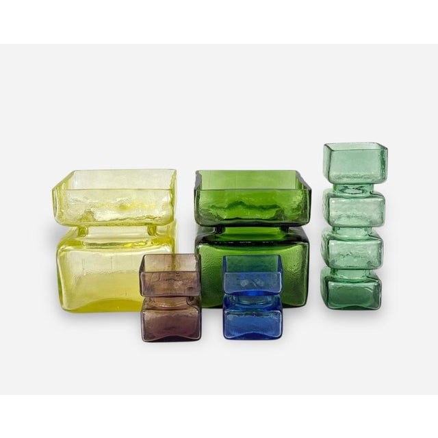 Green 1960s Helena Tynell "Pala" Glass Vases by Helena Tynell for Riihimaen Lasi- Set of Five For Sale - Image 8 of 9