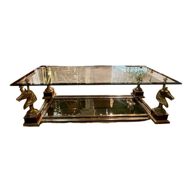 Vintage French Bronze Horse Coffee Table For Sale