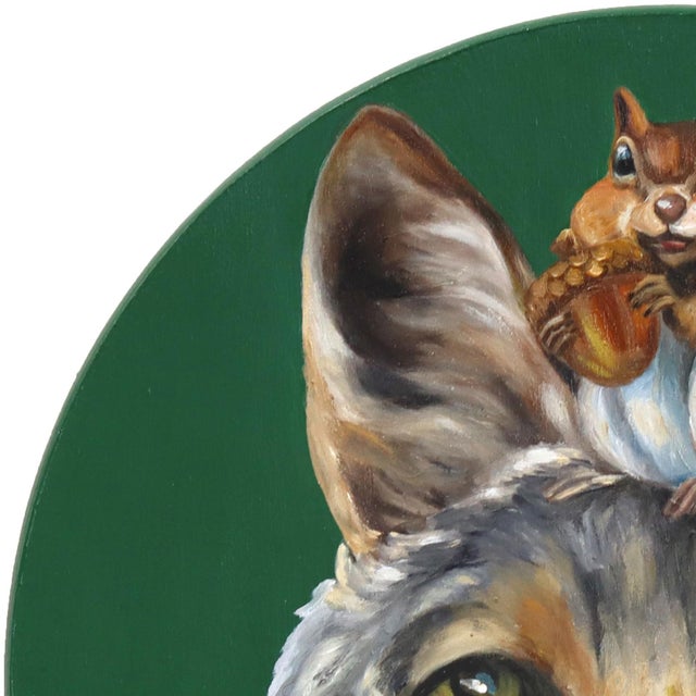 The Coyote and the Chipmunk - Original Whimsical Animal Pop Art Oil Painting For Sale - Image 4 of 8