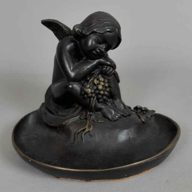 Neoclassical Bronze Vide-Poche Depicting Winged Putto with Grapes, 20th Century For Sale - Image 11 of 11
