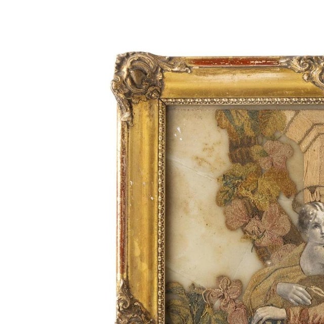 Painting - European School 'S. Maria' - 19th Century. 19th century Europe; embroidery in shades of green, brown and...