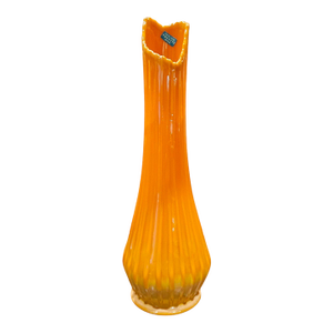 Orange, L. E. Smith Mid 20th Century Swung Glass Vase, in the "Bittersweet" Pattern