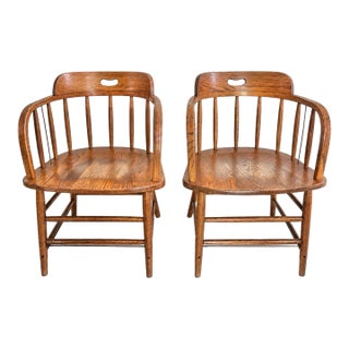 Vintage Original Boling Chair Company Mid-Century Modern Barrel-Back Captain’s Chairs a Beautiful Matching Pair. For Sale