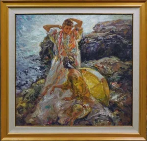 Royo "Cala en Mallorca" Framed on Panel 1999 Signed Fine Art
