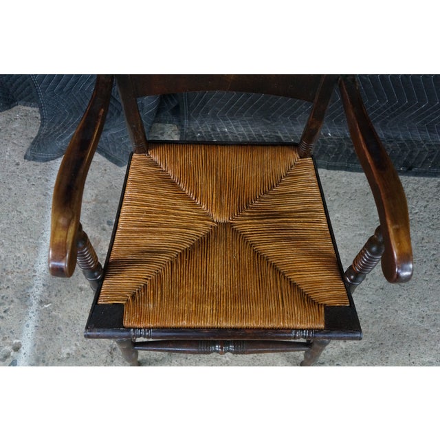 Late 19th Century Antique 19th Century Early American Hitchcock Style Mahogany Caned Arm Chair For Sale - Image 5 of 18