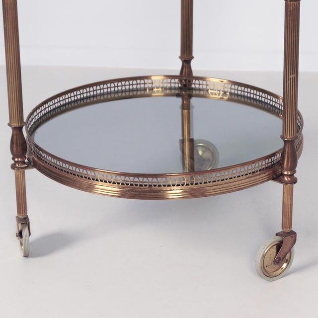 Metal Vintage French Brass Bar Trolley with Glass Tiers, 1960s For Sale - Image 7 of 9