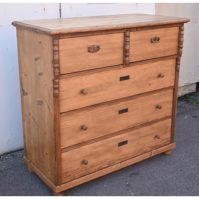 Rustic European Pine Chest of Five Drawers For Sale - Image 3 of 12