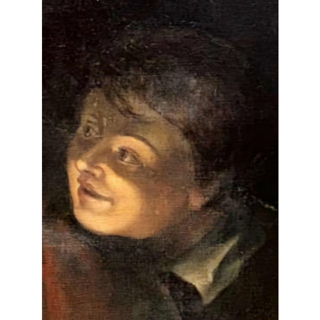 Circle of Sir Peter Paul Rubens, Nocturnal Candlelight Scene with Elderly Woman and Child, Oil on Canvas, 17th Century, Framed For Sale - Image 5 of 13