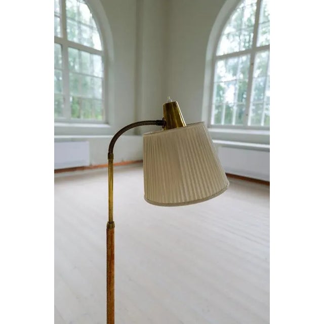 Mid-Century Modern Brass and Brown Leather Floor Lamp from Falkenbergs Belysning, Sweden, 1960s For Sale - Image 10 of 18
