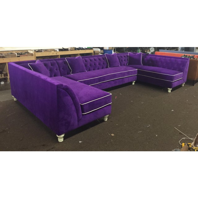 Tufted Purple Velvet UShaped Sectional Chairish