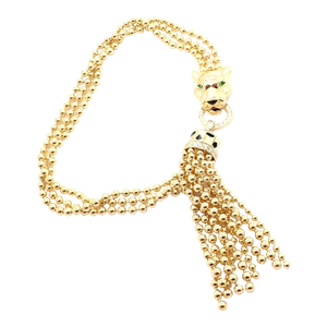 Panthere De Cartier Panther 18k Yellow Gold Diamond Tsavorite Bracelet