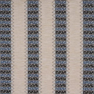 Schumacher Noor Kilim Stripe Fabric, Indigo For Sale